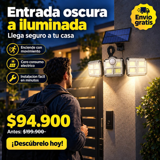 LAMPARA CON LUZ SOLAR Y CABLE 5 METROS DE ULTIMA GENERACION 💯🔒