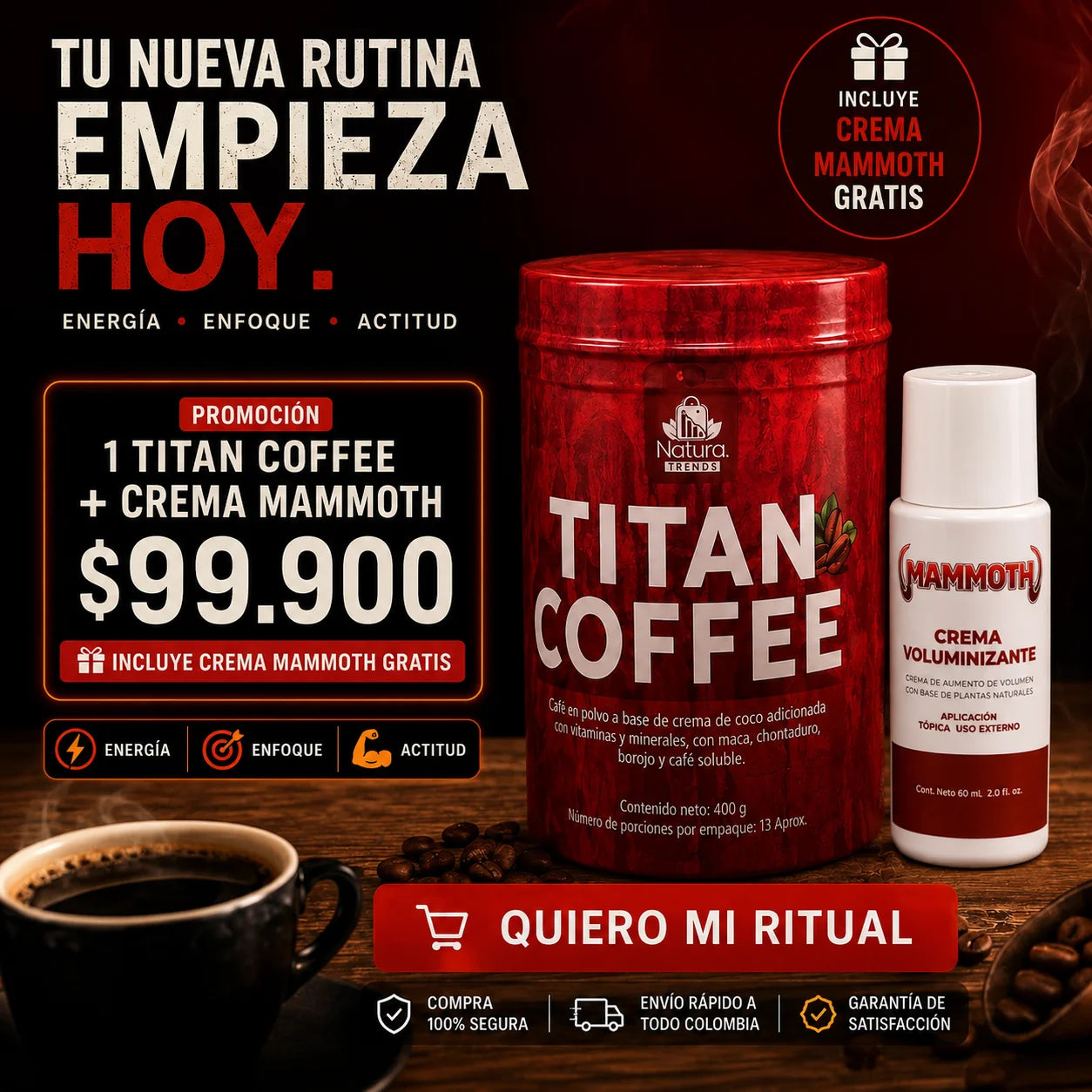 🔥 TITAN COFFEE DAILY ACTIVATION+ CREMA ENGROSADORA💯🥵