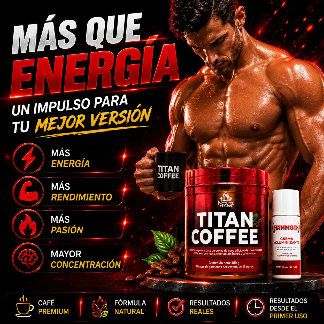 🔥 TITAN COFFEE DAILY ACTIVATION+ CREMA ENGROSADORA💯🥵
