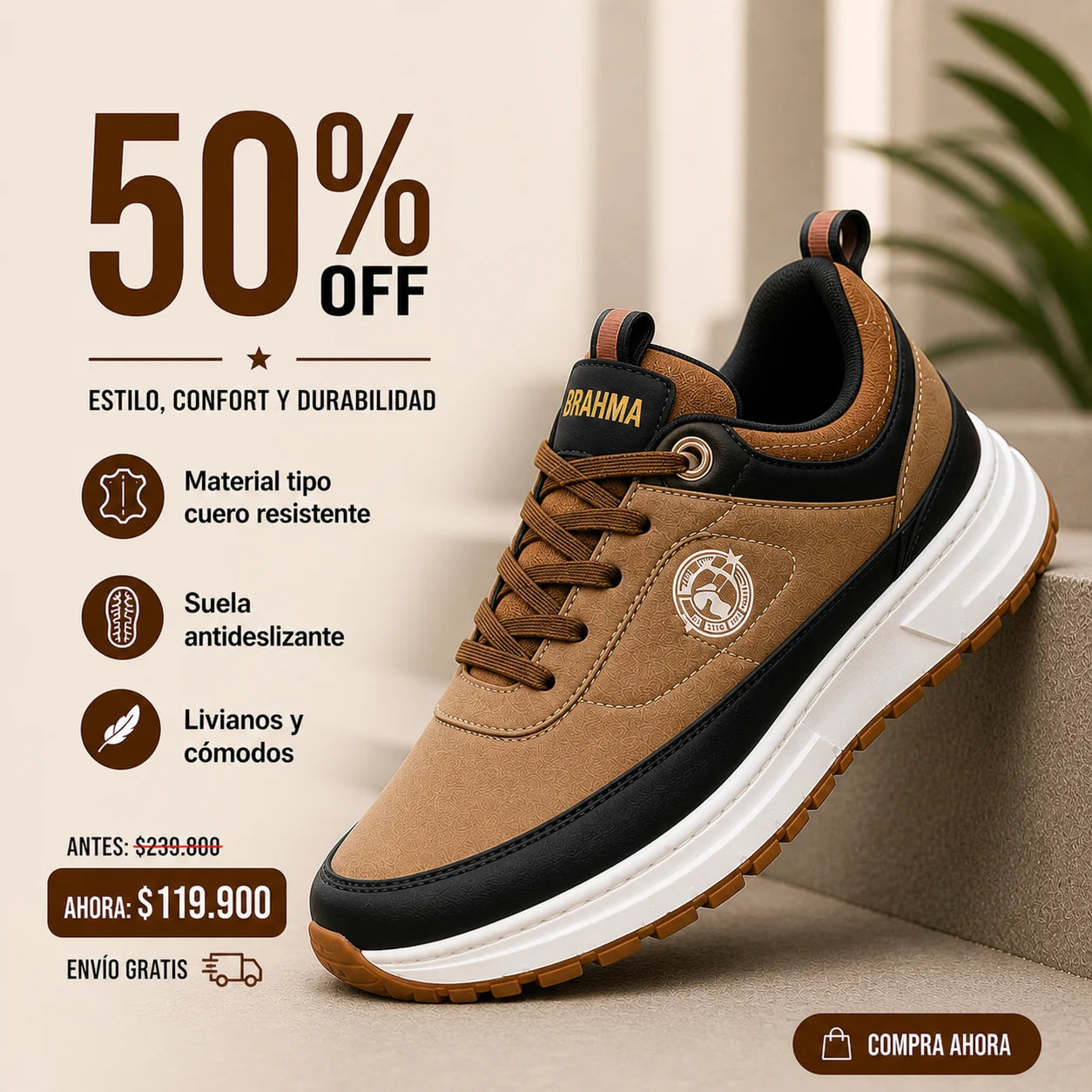 Brahma Prime Leather 👞TIpo cuero Ultraconfrot💯
