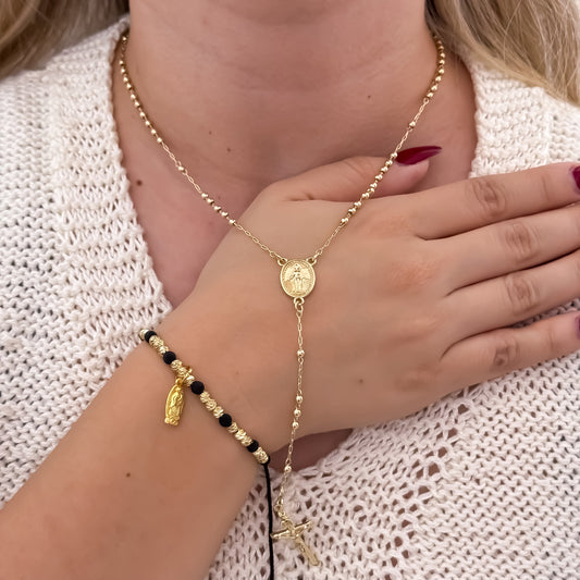 COMBO ROSARIO + PULSERA EN ORO LAMINADO 18K