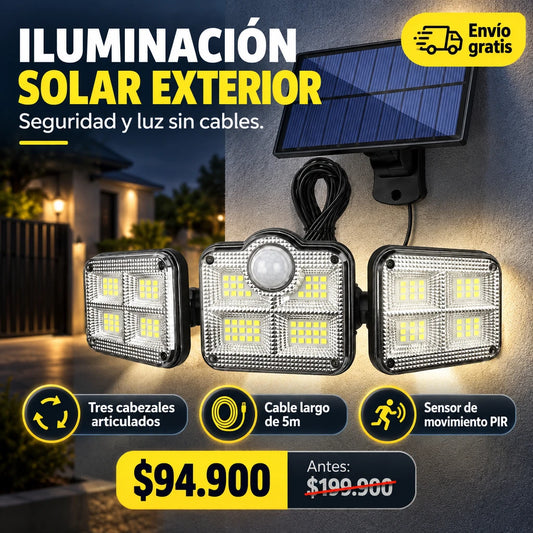 LAMPARA CON LUZ SOLAR Y CABLE 5 METROS DE ULTIMA GENERACION 💯🔒