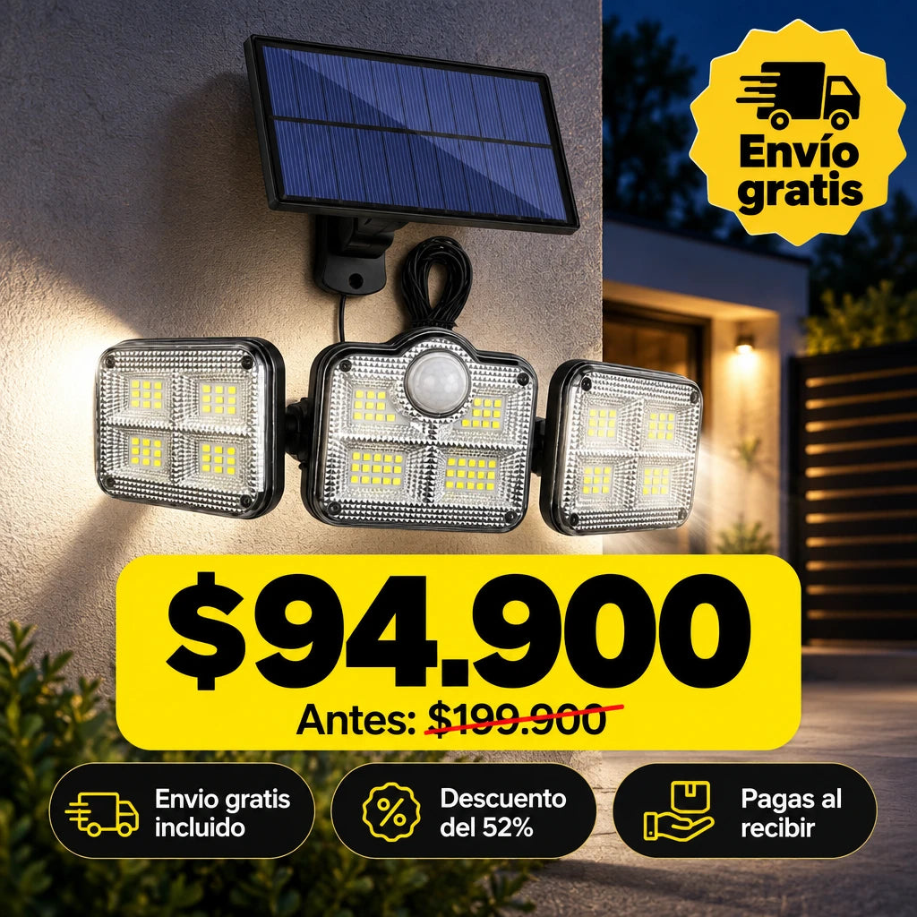 LAMPARA CON LUZ SOLAR Y CABLE 5 METROS DE ULTIMA GENERACION 💯🔒